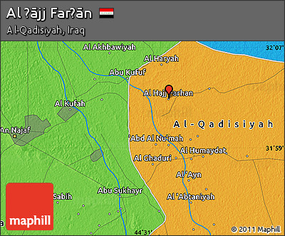 Political Map of Al Ḩājj Farḩān