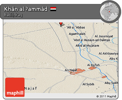 Shaded Relief Panoramic Map of Khān Al Ḩammād