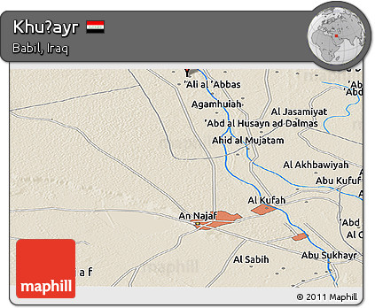 Shaded Relief Panoramic Map of Khuḑayr