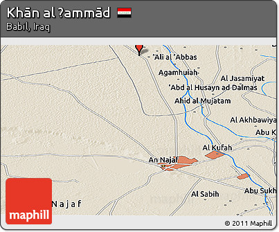 Shaded Relief Panoramic Map of Khān Al Ḩammād
