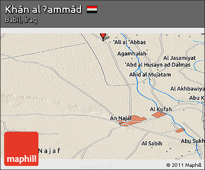 Shaded Relief Panoramic Map of Khān Al Ḩammād