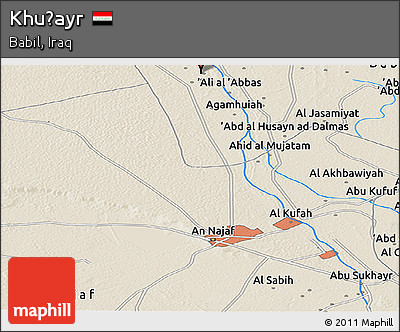 Shaded Relief Panoramic Map of Khuḑayr