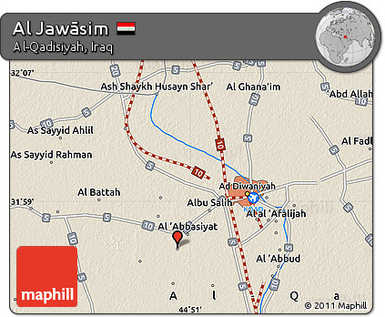 Shaded Relief Map of Al Jawāsim