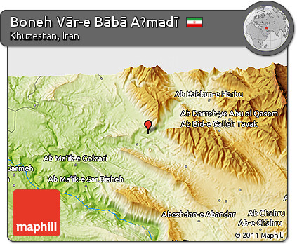 Physical 3D Map of Boneh Vār-e Bābā Aḩmadī