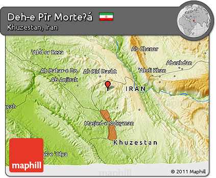 Physical 3D Map of Deh-e Pīr Morteẕá