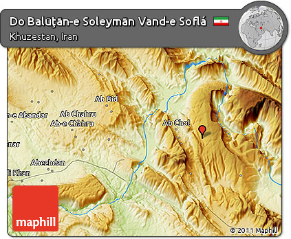 Physical 3D Map of Do Balūţān-e Soleymān Vand-e Soflá
