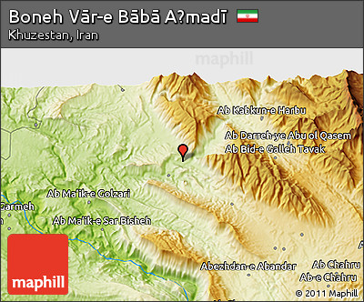 Physical 3D Map of Boneh Vār-e Bābā Aḩmadī
