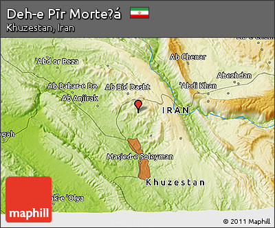 Physical 3D Map of Deh-e Pīr Morteẕá