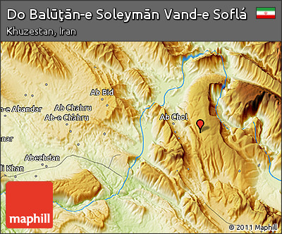 Physical 3D Map of Do Balūţān-e Soleymān Vand-e Soflá