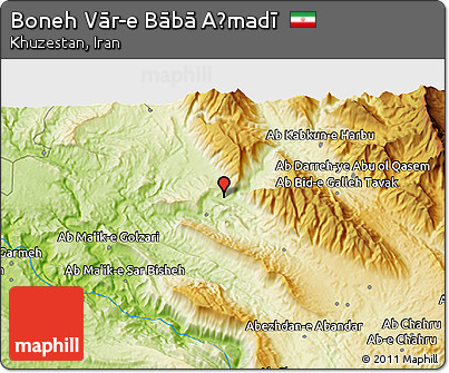 Physical 3D Map of Boneh Vār-e Bābā Aḩmadī