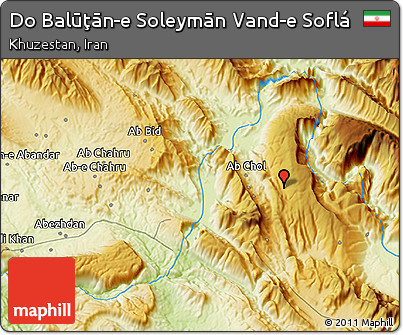 Physical 3D Map of Do Balūţān-e Soleymān Vand-e Soflá