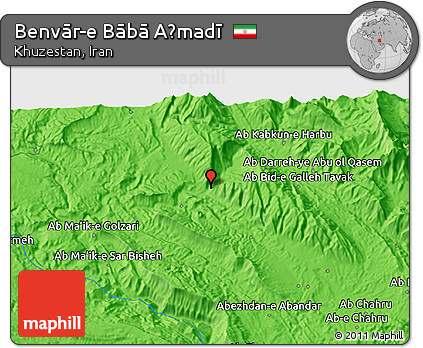 Political 3D Map of Benvār-e Bābā Aḩmadī