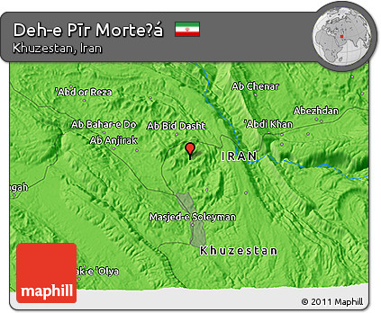 Political 3D Map of Deh-e Pīr Morteẕá