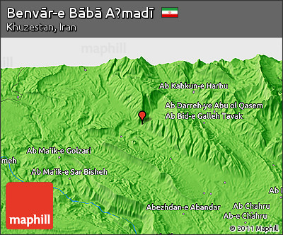 Political 3D Map of Benvār-e Bābā Aḩmadī