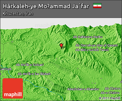 Political 3D Map of Hārkaleh-ye Moḩammad Ja`far