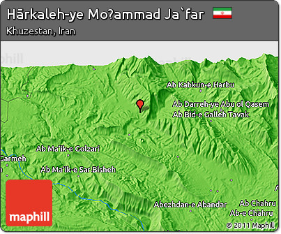 Political 3D Map of Hārkaleh-ye Moḩammad Ja`far