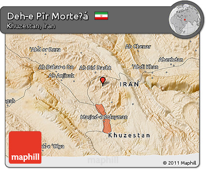 Satellite 3D Map of Deh-e Pīr Morteẕá