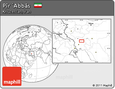 Blank Location Map of Pīr `Abbās