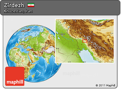 Physical Location Map of Zīrdezh