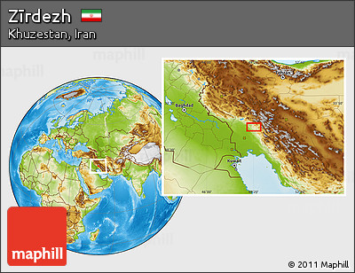 Physical Location Map of Zīrdezh