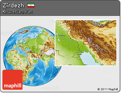 Physical Location Map of Zīrdezh