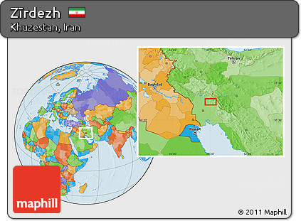 Political Location Map of Zīrdezh