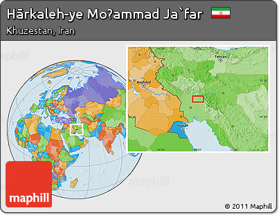 Political Location Map of Hārkaleh-ye Moḩammad Ja`far
