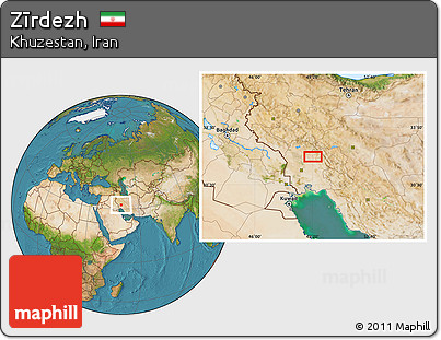Satellite Location Map of Zīrdezh