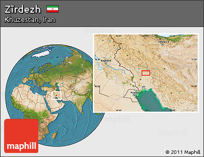 Satellite Location Map of Zīrdezh