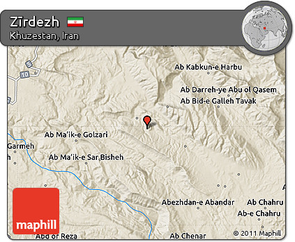 Shaded Relief Map of Zīrdezh