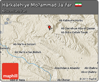 Shaded Relief Map of Hārkaleh-ye Moḩammad Ja`far