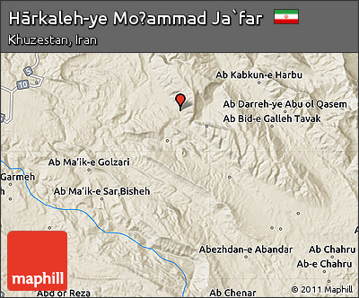 Shaded Relief Map of Hārkaleh-ye Moḩammad Ja`far