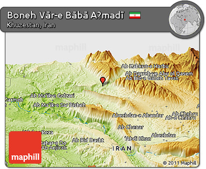 Physical Panoramic Map of Boneh Vār-e Bābā Aḩmadī