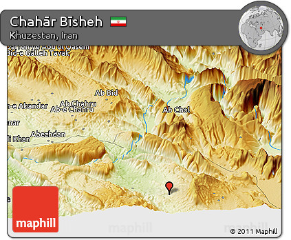 Physical Panoramic Map of Chahār Bīsheh