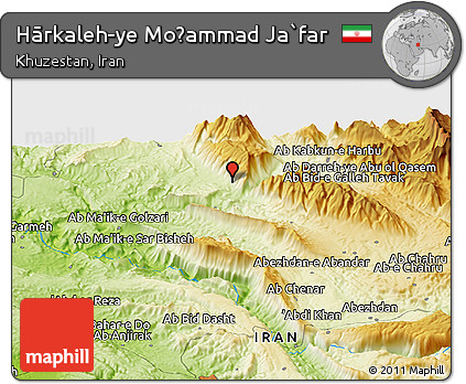 Physical Panoramic Map of Hārkaleh-ye Moḩammad Ja`far