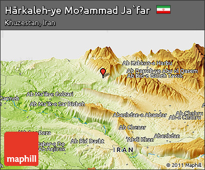 Physical Panoramic Map of Hārkaleh-ye Moḩammad Ja`far
