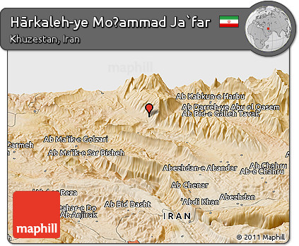 Satellite Panoramic Map of Hārkaleh-ye Moḩammad Ja`far