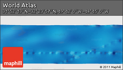 Physical Panoramic Map of the Area around 32° 8' 5" N, 49° 13' 30" W