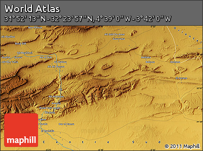 Physical Map of the Area around 32° 8' 5" N, 4° 10' 30" W