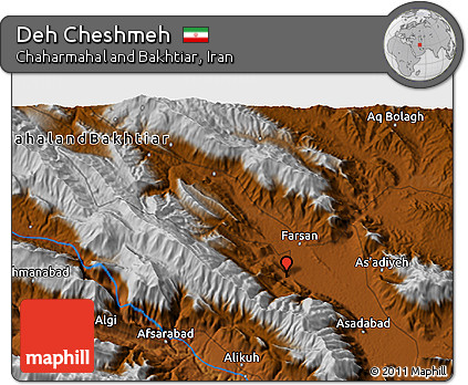 Physical 3D Map of Deh Cheshmeh
