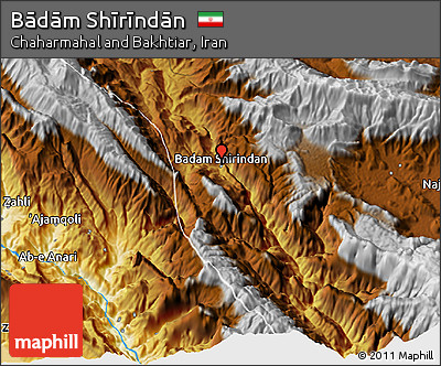 Physical 3D Map of Bādām Shīrīndān