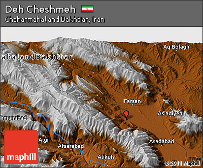 Physical 3D Map of Deh Cheshmeh
