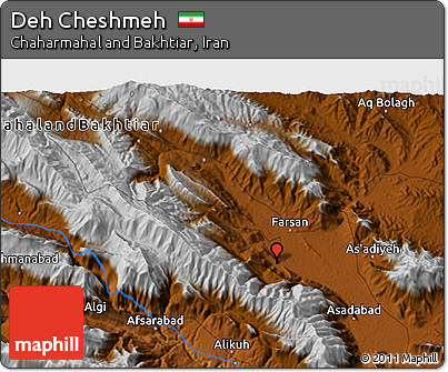 Physical 3D Map of Deh Cheshmeh