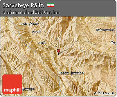 Satellite 3D Map of Sarveh-ye Pā'īn