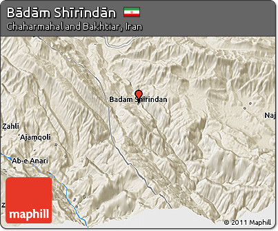 Shaded Relief 3D Map of Bādām Shīrīndān