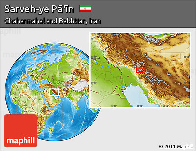 Physical Location Map of Sarveh-ye Pā'īn