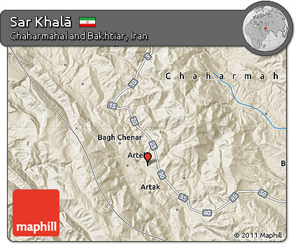 Shaded Relief Map of Sar Khalā