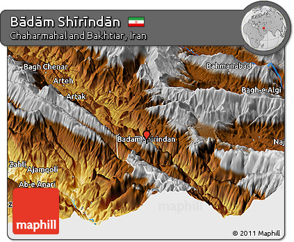 Physical Panoramic Map of Bādām Shīrīndān