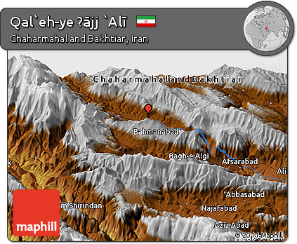 Physical Panoramic Map of Qal`eh-ye Ḩājj `Alī