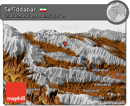 Physical Panoramic Map of Sefīddabar